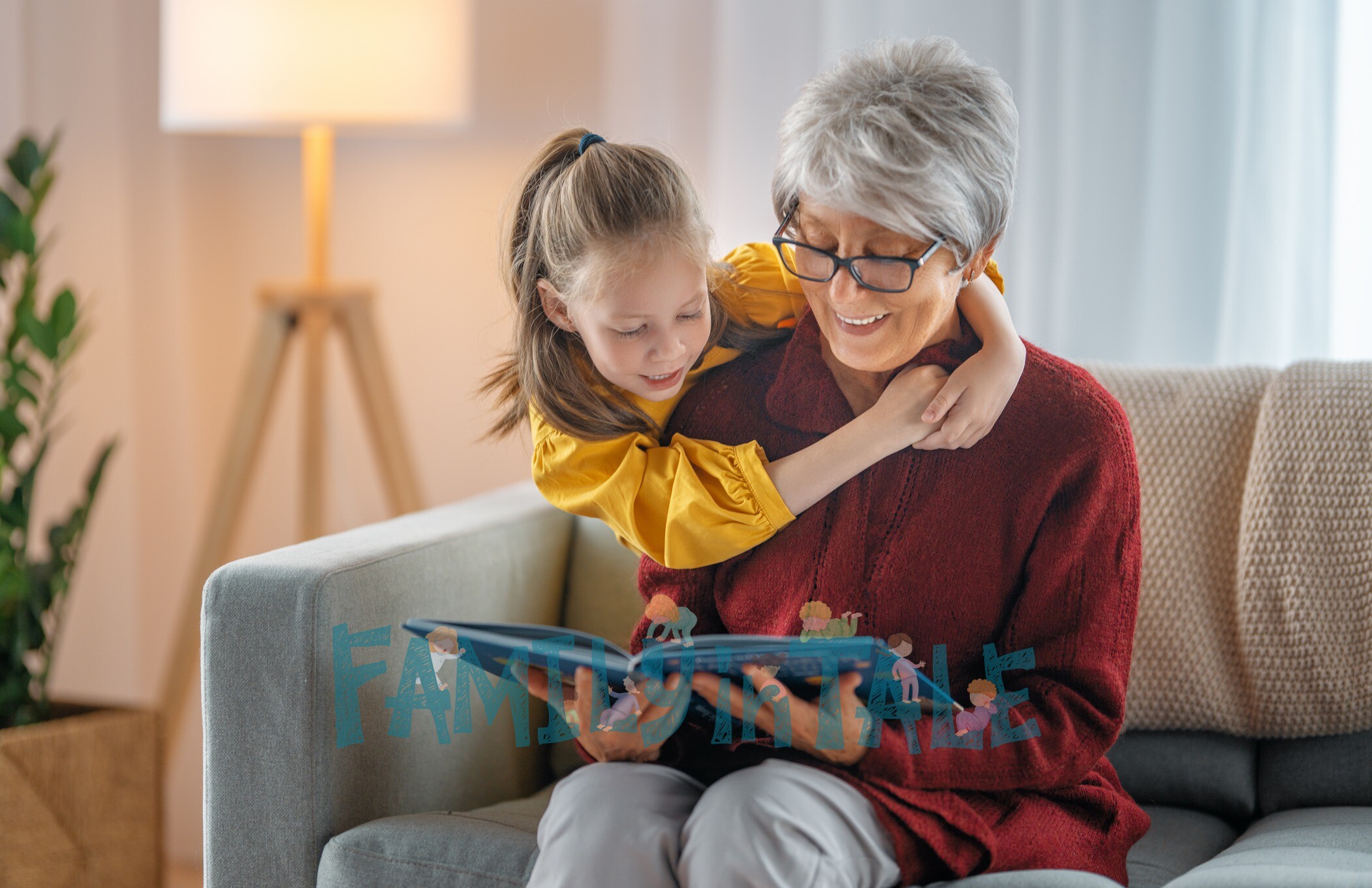 nonna legge una favola personalizzata alla nipote. favole e educazione